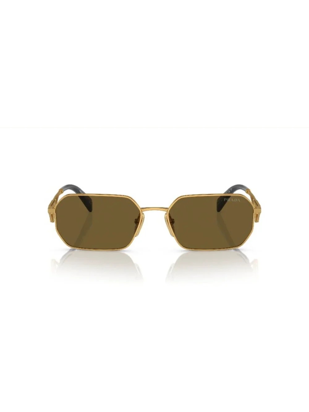 New Prada Women's Sunglasses Gold Aviator Brown Lens Metal Frame PR A51S 15N01T
